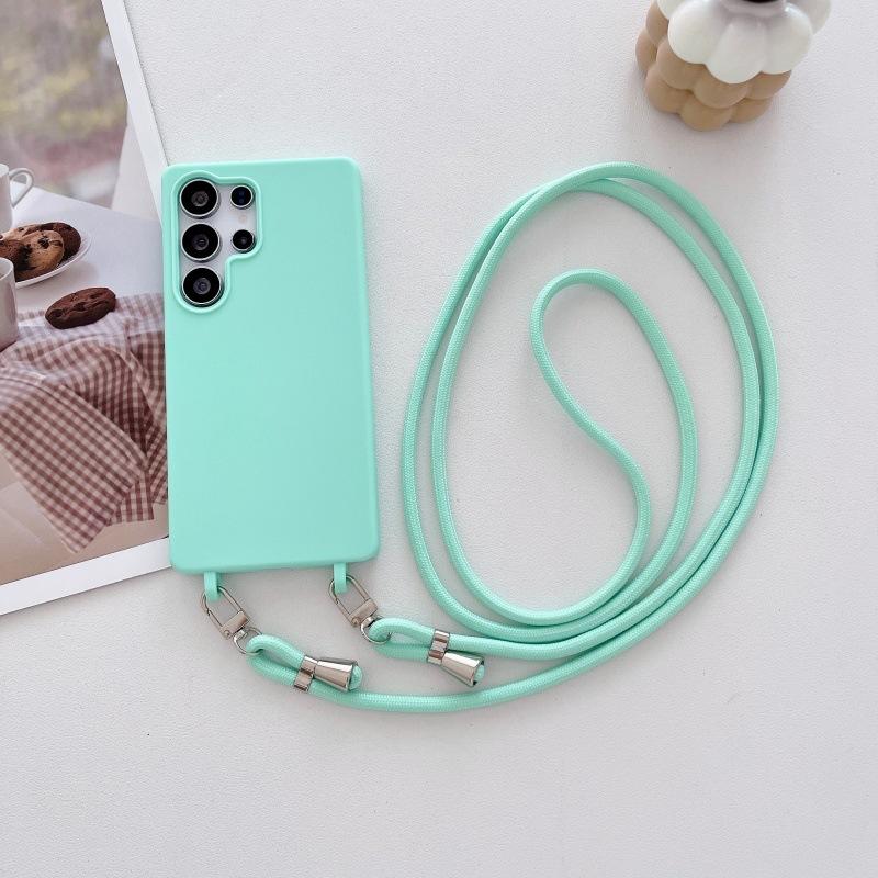 Crossbody Necklace Lanyard Strap TPU Soft Silicone Case For Samsung S26 S25 S24 Edge S23 FE S22 Ultra Plus Drop Protective Cover