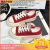 2025 Summer Retro Board Shoes Stacked Lace-up High-value Commuter Shoes Black and Red Canvas Shoes Ins Versatile and Wear-resistant
