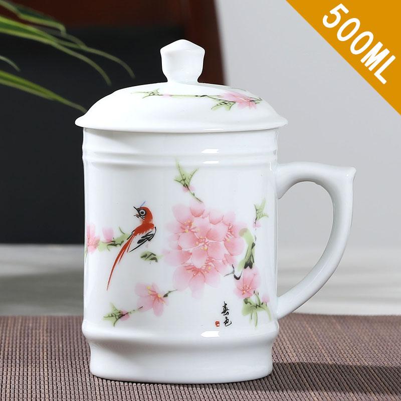 Jingdezhen Keramikk Med deksel Tekopper Håndmalt Blomstermønster Master Tekopp Boutiques Te-seremoni Tilbehør Tilbehør