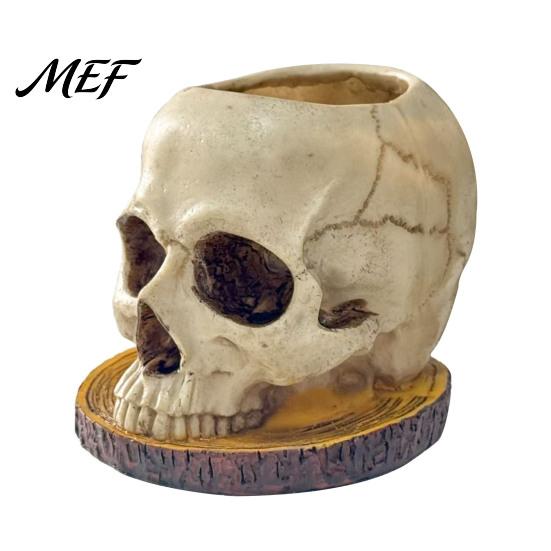 Gothic Home Decor Halloween Retro Skull Planter, Spooky Human Head Flower Pot, Skeleton Holder Candy Bowl Decoration for Tabletop Bar Office