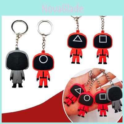 Squid Game Keychain With Red Guard Staff Worker Figure For Bags And Backpacks