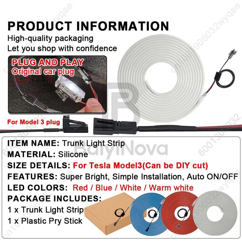 Car Trunk light For Tesla NEW Model 3 highland 2024 2025 Interior atmosphere light Rear Tail box lighting Auto Accessories