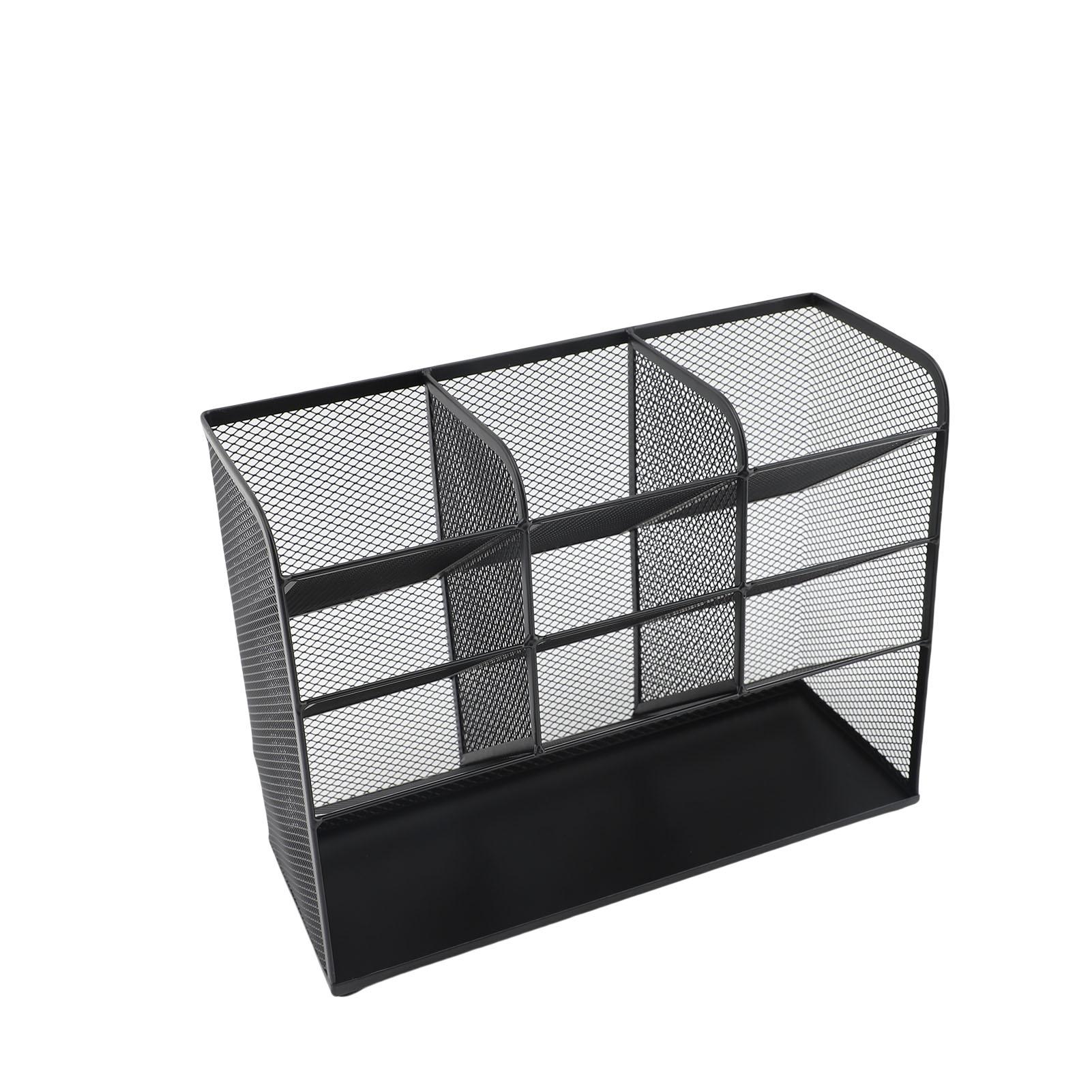 

Desk Storage Box Metal Mesh Multifunctional Pen Holder Home Storage Shelf for Home School Work Space
