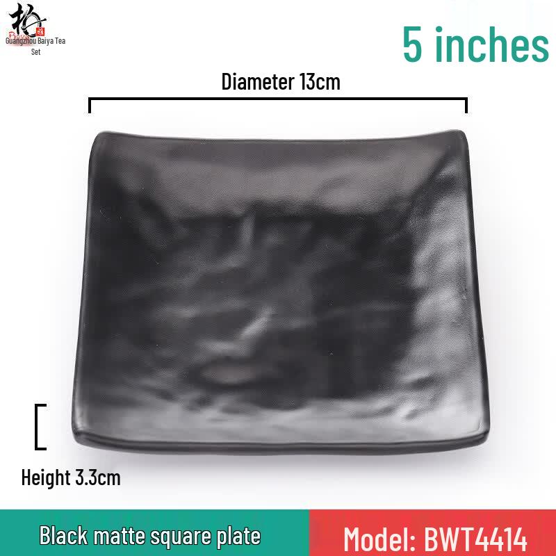 Black Square Plastic Snack Plate Set with Spoons & Forks