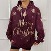 Women's Fashion Sweatshirt Christmas Print Casual Hooded Sweatshirt With Pockets
