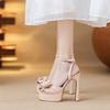 Hate the Sky High Sandals Imperial Sister Style Fashion Bow Thick Heel Thick Sole Waterproof Table Night High Heels Women's 2025 New