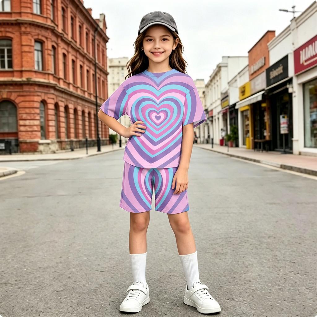 Kids Printed Round Neck Short Sleeve T-Shirt and Pants Set, Cute Casual Outfit for Boys and Girls