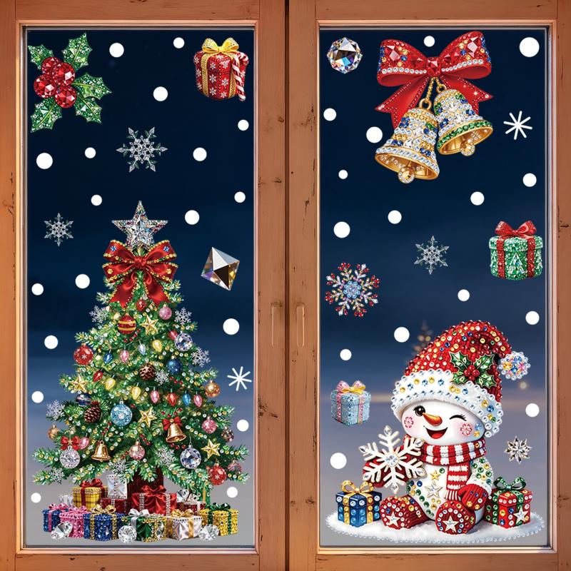 Christmas Decoration Window Stickers Traceless Home Window Decorations Static Cling New Year Xmas Festival Party Decor Pvc