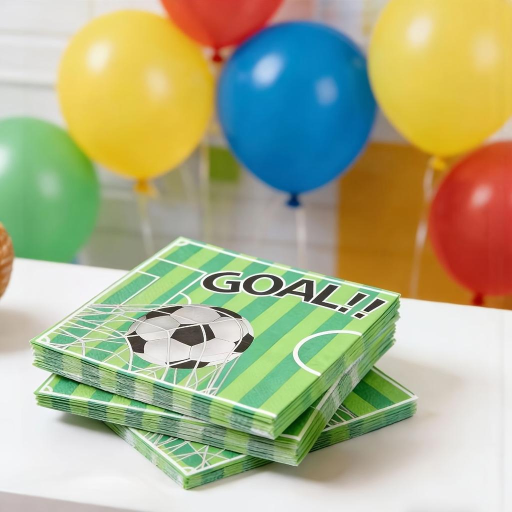 20 stk Fodboldtrykte Festservietter Festrestaurant Engangs Fodboldmønster Servietter Fan Fest Dekoration Forsyninger