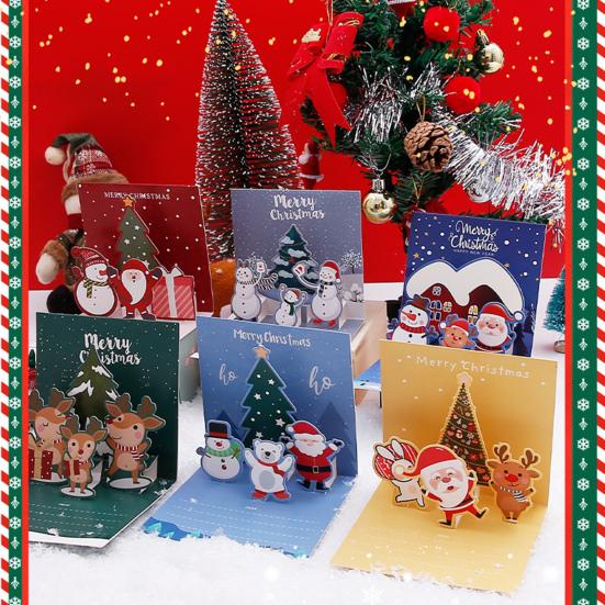 12 Pack Christmas Cards 3D Pop Up Greeting Card Set with Envelopes Stickers
