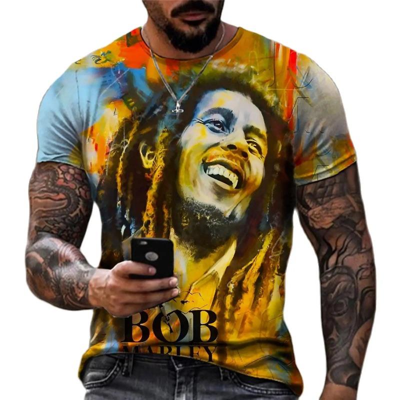 Men's 3D Rock Hip Hop Rap T-shirt Fashion Trend Street Casual Round Neck Short Sleeve Top