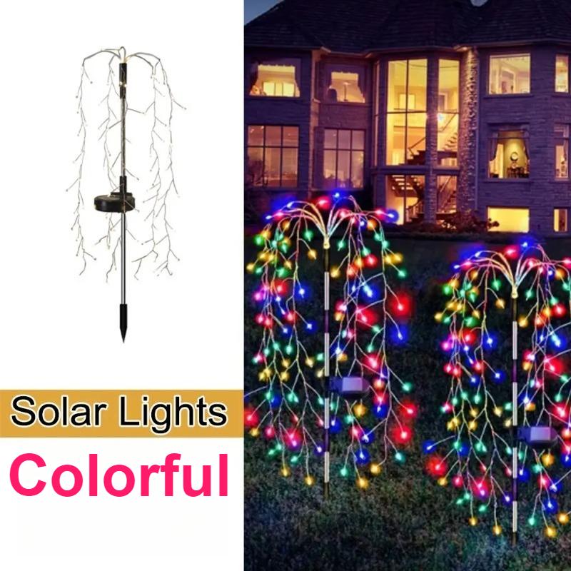 

Сонячний феєрверк світлодіодний 8 режимів освітлення відкритий водонепроникний сонячний світлодіодний феєрверк вогні сад газон внутрішній дворик декоративні RGB-100LED