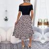 Summer Women Off Shoulder Floral Ruffled Medium Long Dress Spring