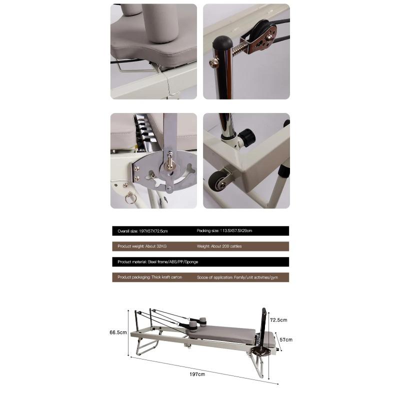 Pilates Reformer Core Bed - Foldable Metal Frame Machine for Yoga Exercise & Home Core Training