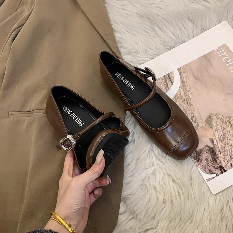 Francouzské boty Mary Jane se sukní dámské boty 2025 jaro a podzim nové korejská verze s plochou podrážkou Doudou boty stříbrné malé kožené boty