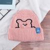 Girl All-match Stripe Winter Embroidered Bear Wool Hat Knitted Hat Women Beanies Korean Style Caps