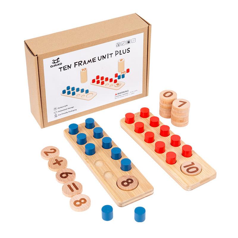 Digit Wooden Ten Computing Board Learning Toy Kids Mathematics Development Brain