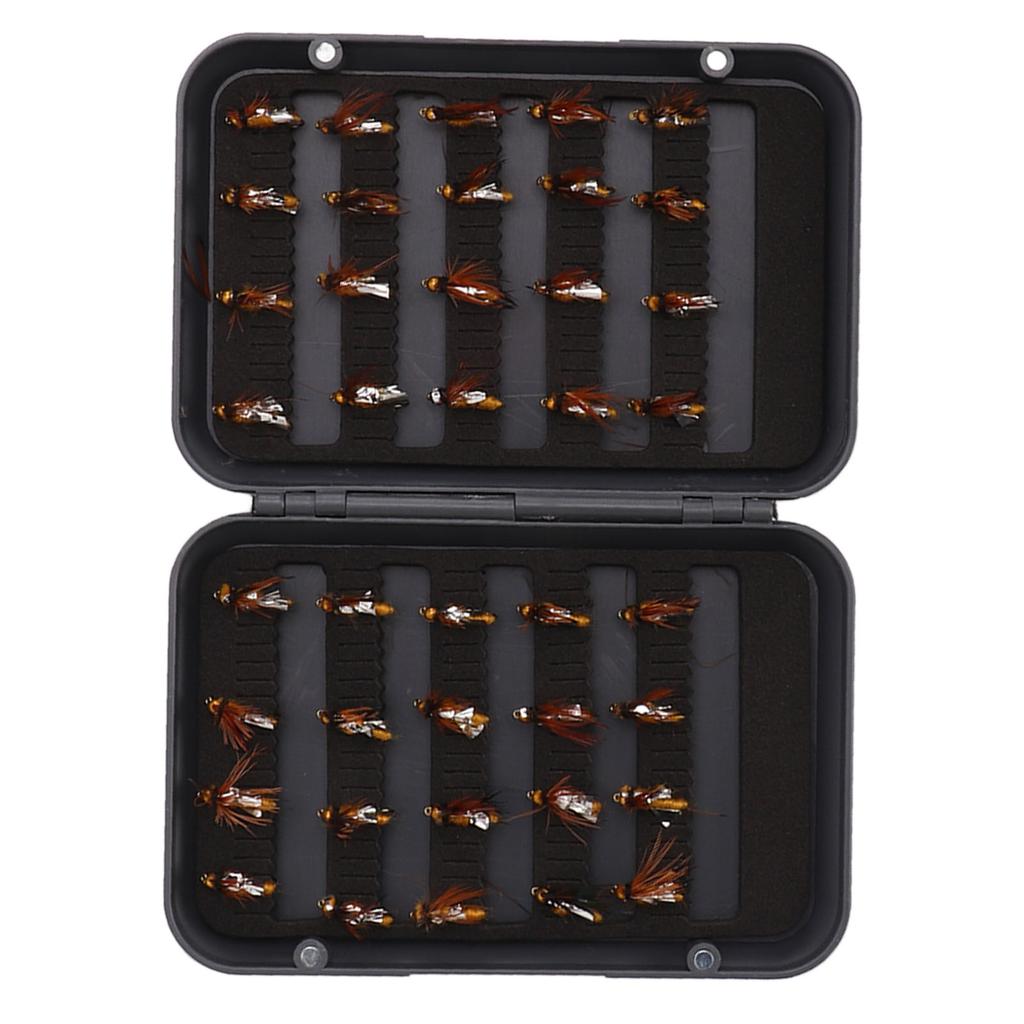 40pcs Fly Fishing Flies Kit with Waterproof Box Conspicuous Colours Hand Knitting Stainless Steel Fly Fishing Lure for