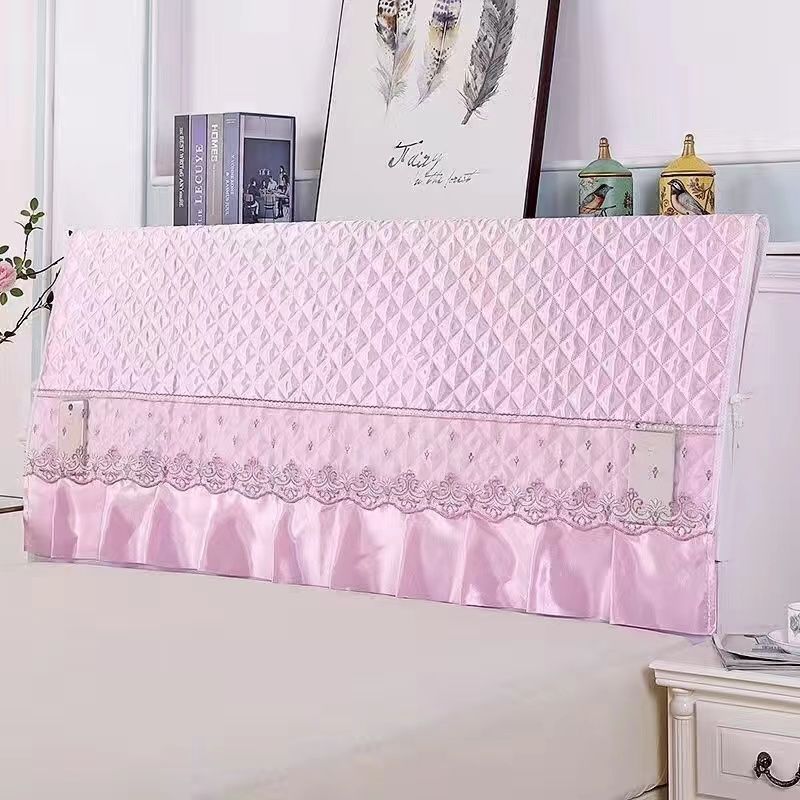 

All-Inclusive Universal Neutral Bedside Cover Soft Clamp Cotton Fabrics Anti-Collision Dustproof Protective Cover Sets Nordic Simple Strap Half Pack Pink-[Universal Neutral]] 1.5 m