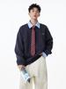 Unisex Heavyweight Faux Two-Piece Half-Zip Polo Sweatshirt, Autumn College Style, Lapel, Pullover, Loose Casual Top, Trendy.