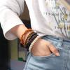 5pcs/set Punk Natural Wood Bracelet Multicolor Men's Bangle Classic Wood Beaded Bracelet  Jewelry