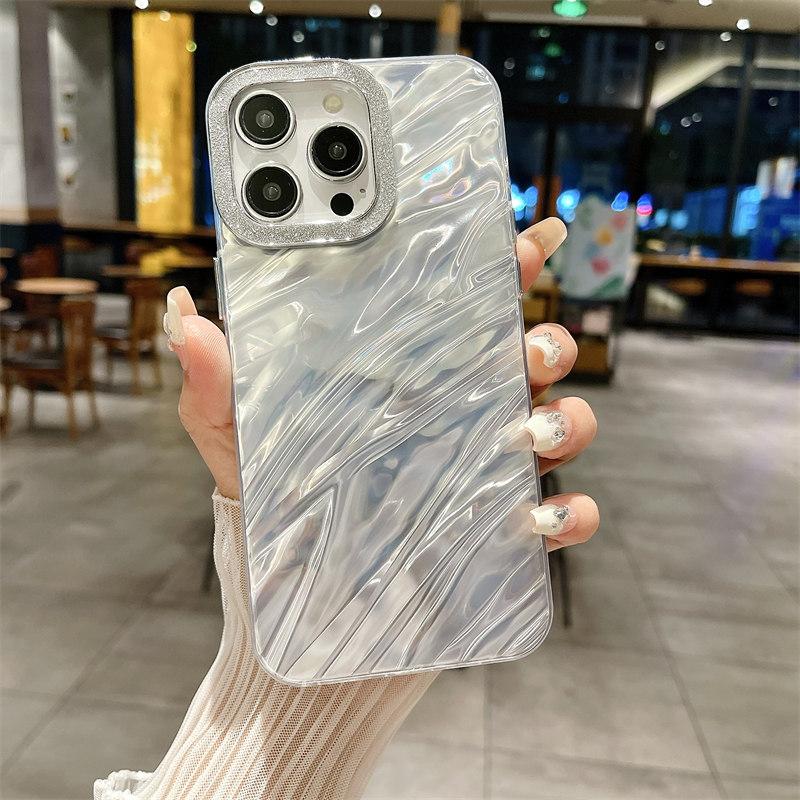 

Роскошный чехол для линз с рамкой Flash Diamond и ослепительной водной рябью для iPhone 15 Pro Max 14 Plus 13 12 Pro 11 Чехлы для защиты от падения «все включено» iPhone 14 Plus белый