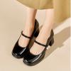 Vintage Style Japanese Women's Shoes Thick Bottom Mary Jane White High Heels Platform Shoes Rubber Sole Adult Women's Footwear S