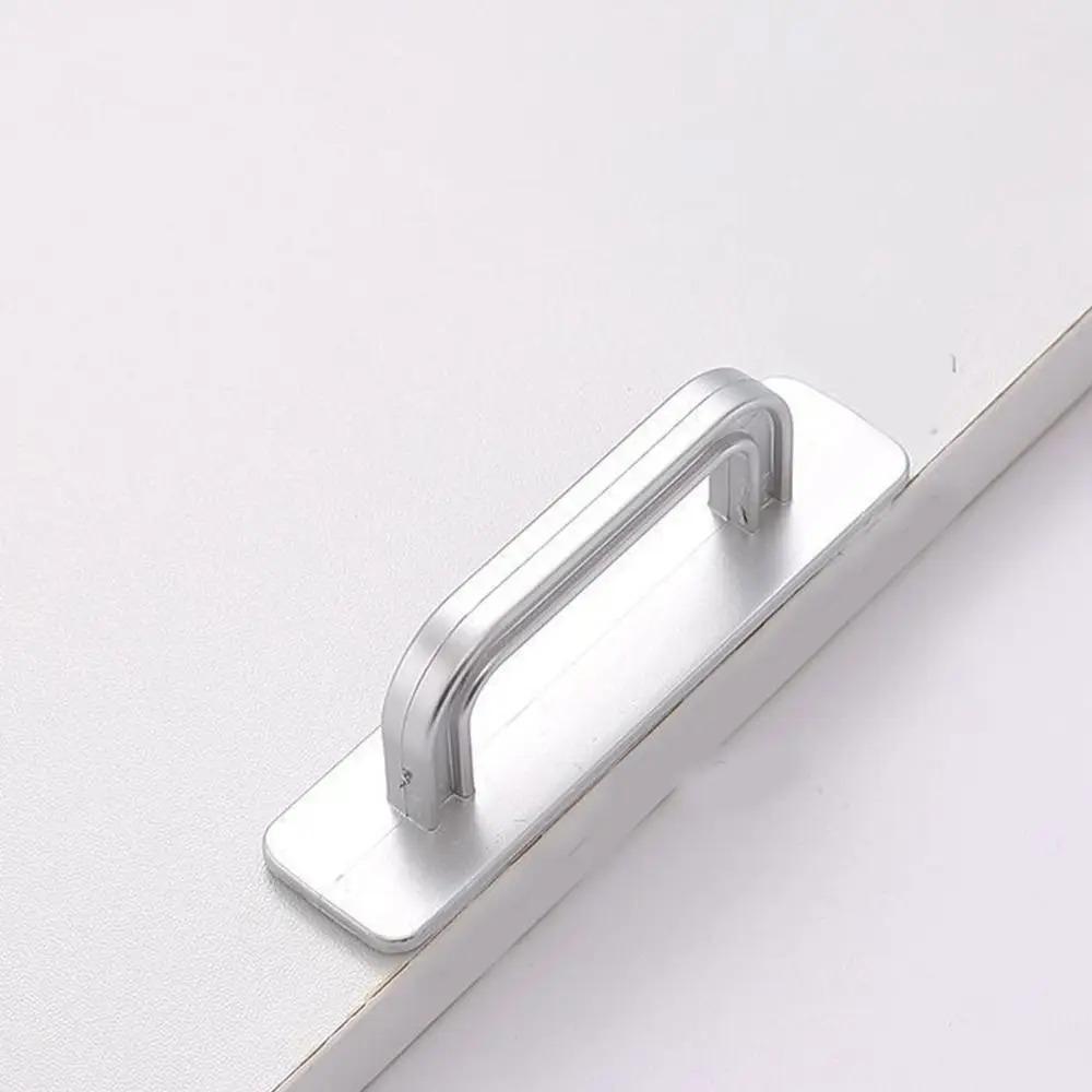 1pc/2pcs Adhesive Cabinet Handles Plus Stainless Steel No-Drilling Easy Installation Handles For Cabinet Door Window Drawer & Re