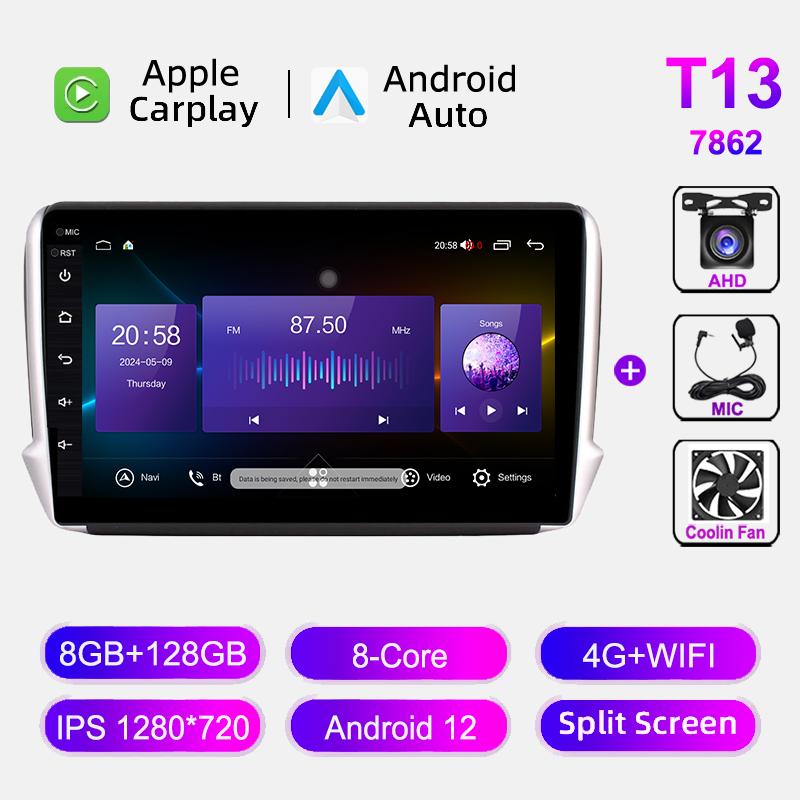 Android 12 GPS Car Radio For Peugeot 2008 208 Series 2012-2018 Autoraido Stereo Navigation GPS Multimedia Video Carplay DVD