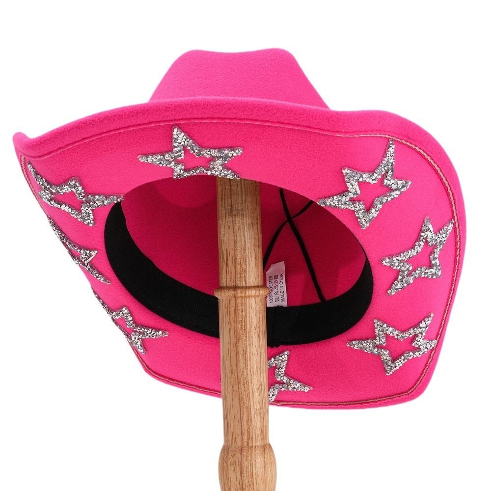 Sunscreen Western Cowboy Hat Shiny Cowgirl Hat Cool Rhinestone Star Jazz Top Hat  Street Party
