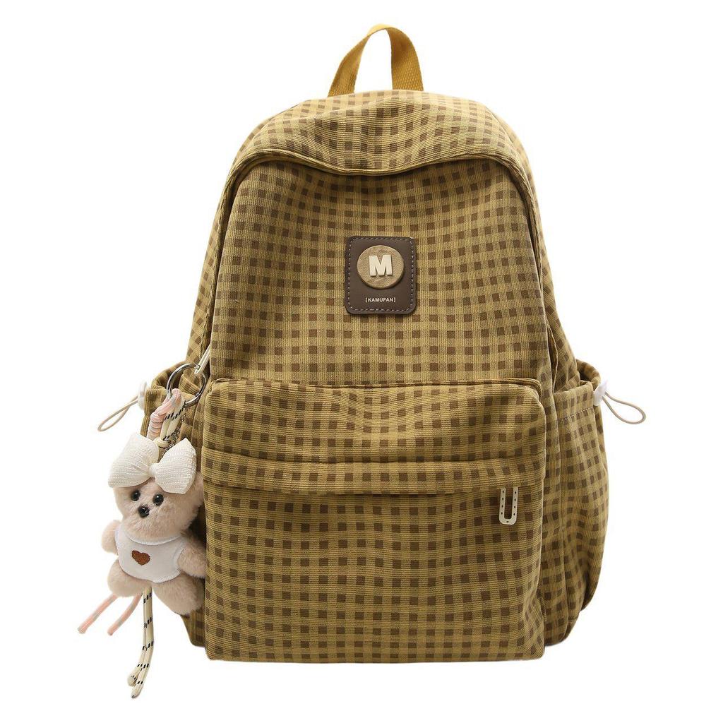 Vintage Plaid Women's Backpack - Lightweight, Versatile, Large-Capacity Bookbag for Commutes and Short Trips