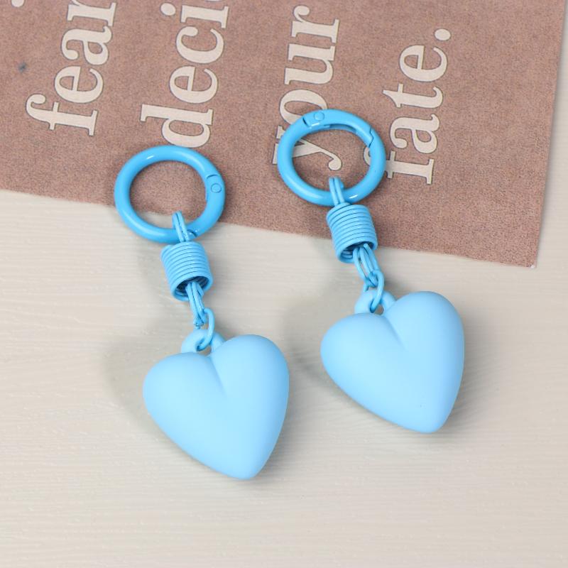 2Pcs Cute Candy Color Heart Keychain Korean Simple Love Keyring Bag Pendant Hanging Decoration Car Key Holder Couple Gifts