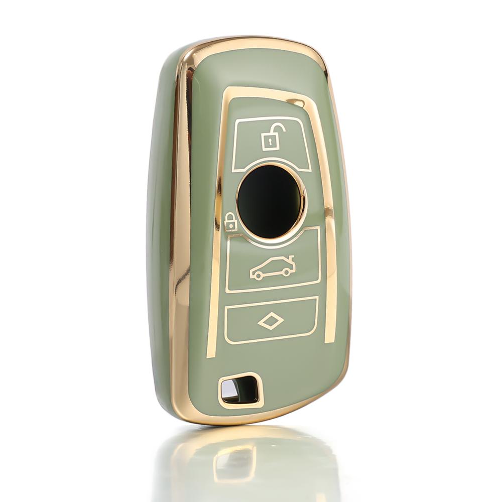 Suport pentru chei pentru telecomandă auto Design cadru auriu Carcasă pentru chei auto TPU Breloc cu 4 butoane pentru accesorii BMW Seria A B