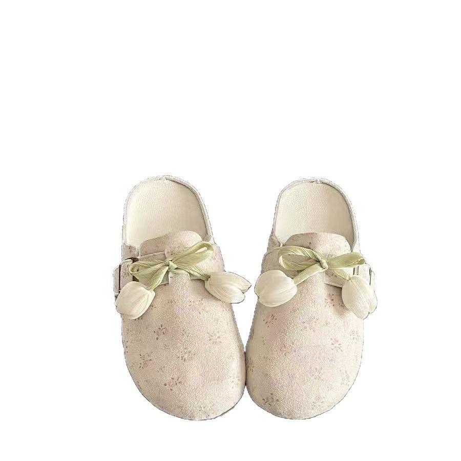 Versatile bag head half-drag women's shoes wear new summer one-pedal shoes