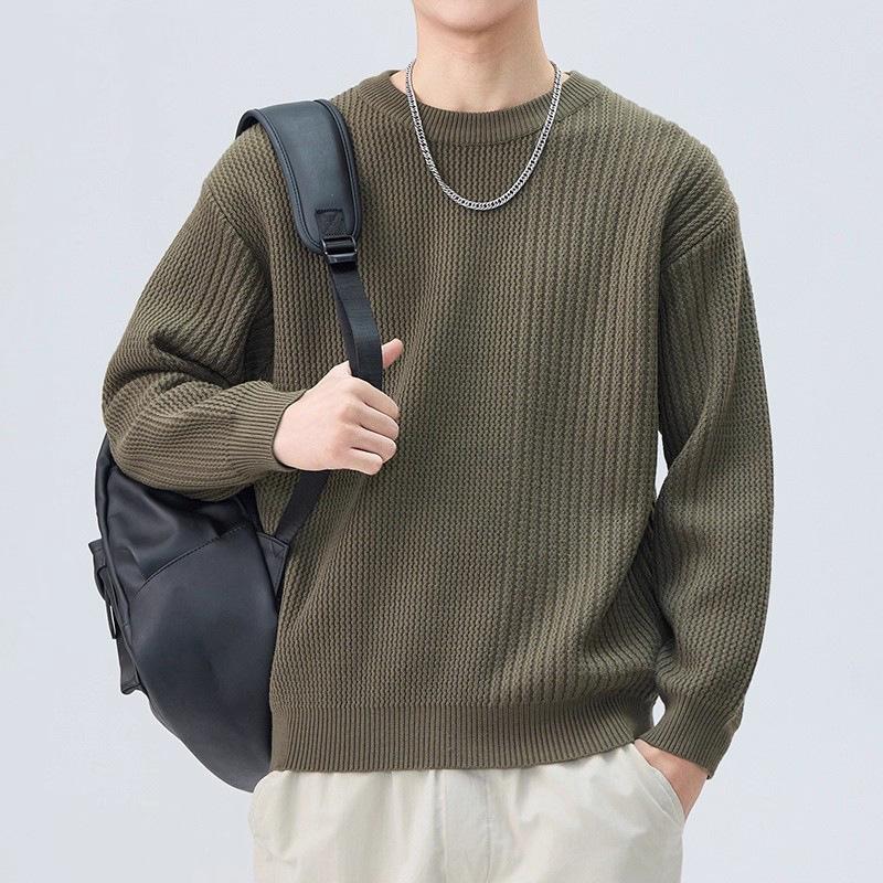 Men's Warm Fashionable Big Size Heavy Sweater Soft High Quality Fabric Round Neck Sweater Loose Casual Sports Long-sleeved Knit Shirt