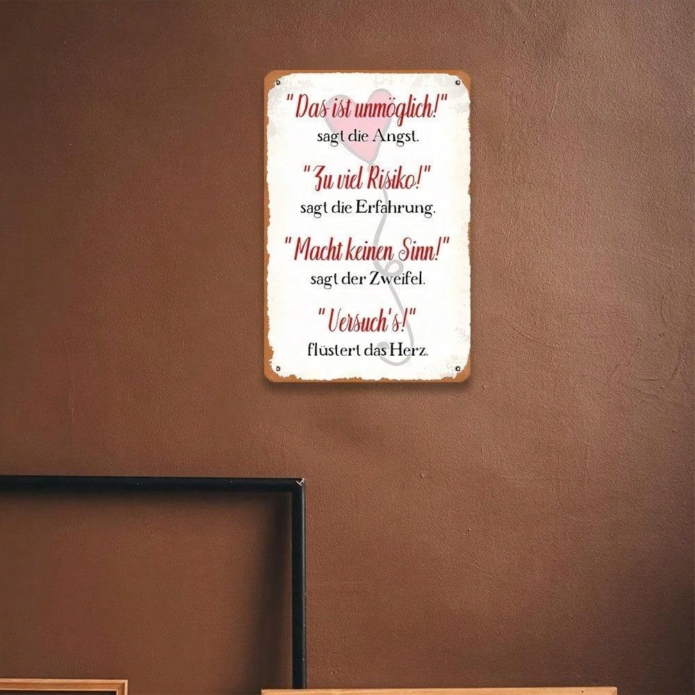 Vintage German Wall Sign Retro Metal Art Decor 8x12 Inch Iron Plate