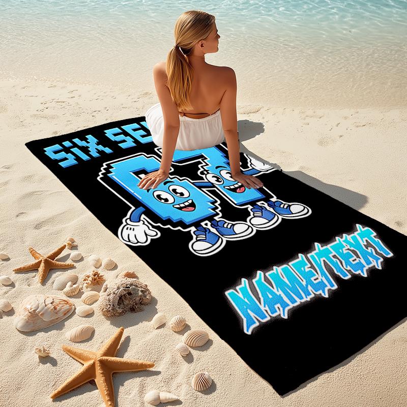 1PC Custom Name "Six Seven Friends Adventure" Beach Towel Highly Absorbent And Sand-Resistant Towel for Swimming, Pool, Yoga, And Travel Lightweight