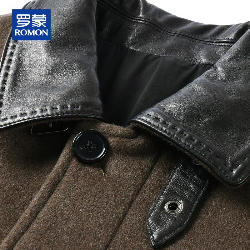 Romon Men's Cashmere Wool Blend Mid-Length Overcoat