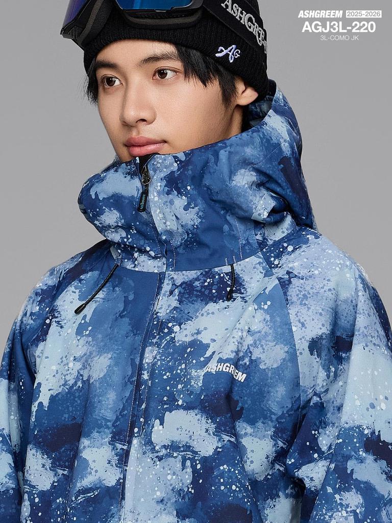 Ash Greem Snowboard Jacket Sizes Fully Water Camo Size Snowboard Ski Top (October-November Pre-order) 25-26, 3-Layer, Seamed, 30,000mm Resistance,