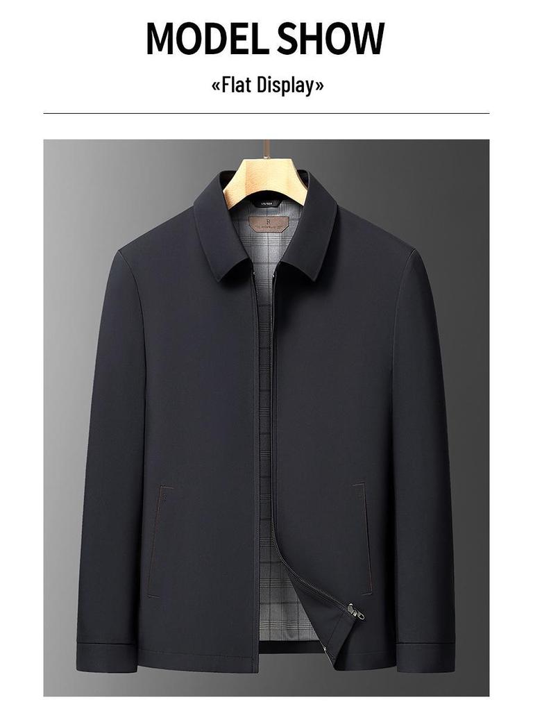 Men's Spring & Autumn 2025 Casual Lapel Jacket - Stylish Solid Color Fashion Coat for Middle-Aged and Young