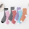 Trendy Plaid Mid-Calf Socks for Men & Women: Fashionable College Style Sporty Couples' Socks