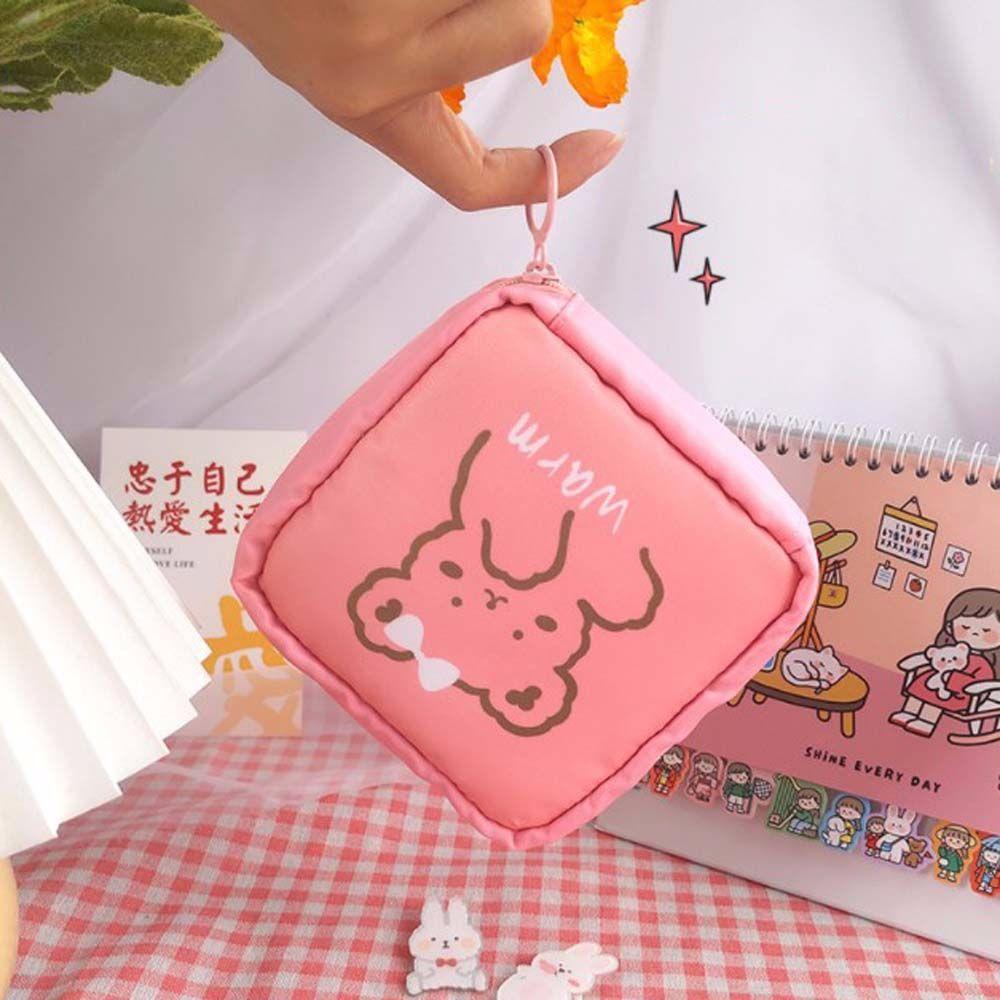 Cute Cartoon Pattern Bunny Bear Rabbits Cosmetic Bag Lipstick Pouch Sanitary Napkin Bag Coin Purse