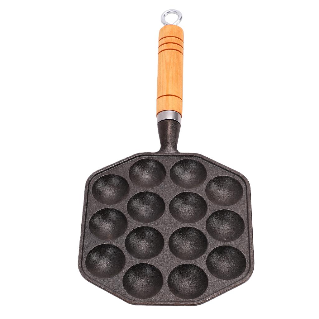 Sartén para Takoyaki de 14 Agujeros de Hierro Fundido Antiadherente con Mango Desmontable Fabricante Anti quemaduras de Bolas de Pulpo