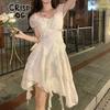 French Temperament First Love White Dress Women's Summer New Waist and Thin Pure Desire Ruffle Edge Irregular Skirt