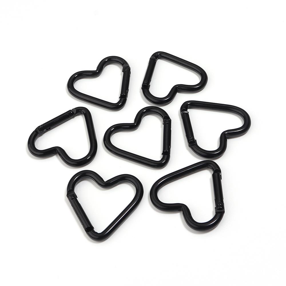 5pcs/lot Spray Painted Heart-shaped Spring Clasps Carabiner Keychain Clips Hook Dog Chain Diy Jewelry Buckle Connector Supplies