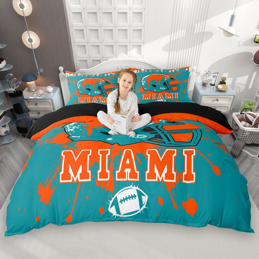 Homewish Juego de Funda Nórdica de Fútbol Americano Ciudad 2 Piezas/3 Piezas, Juego de Ropa de Cama con Casco de Rugby Graffiti, Juego de Funda de Edredón Deportivo
