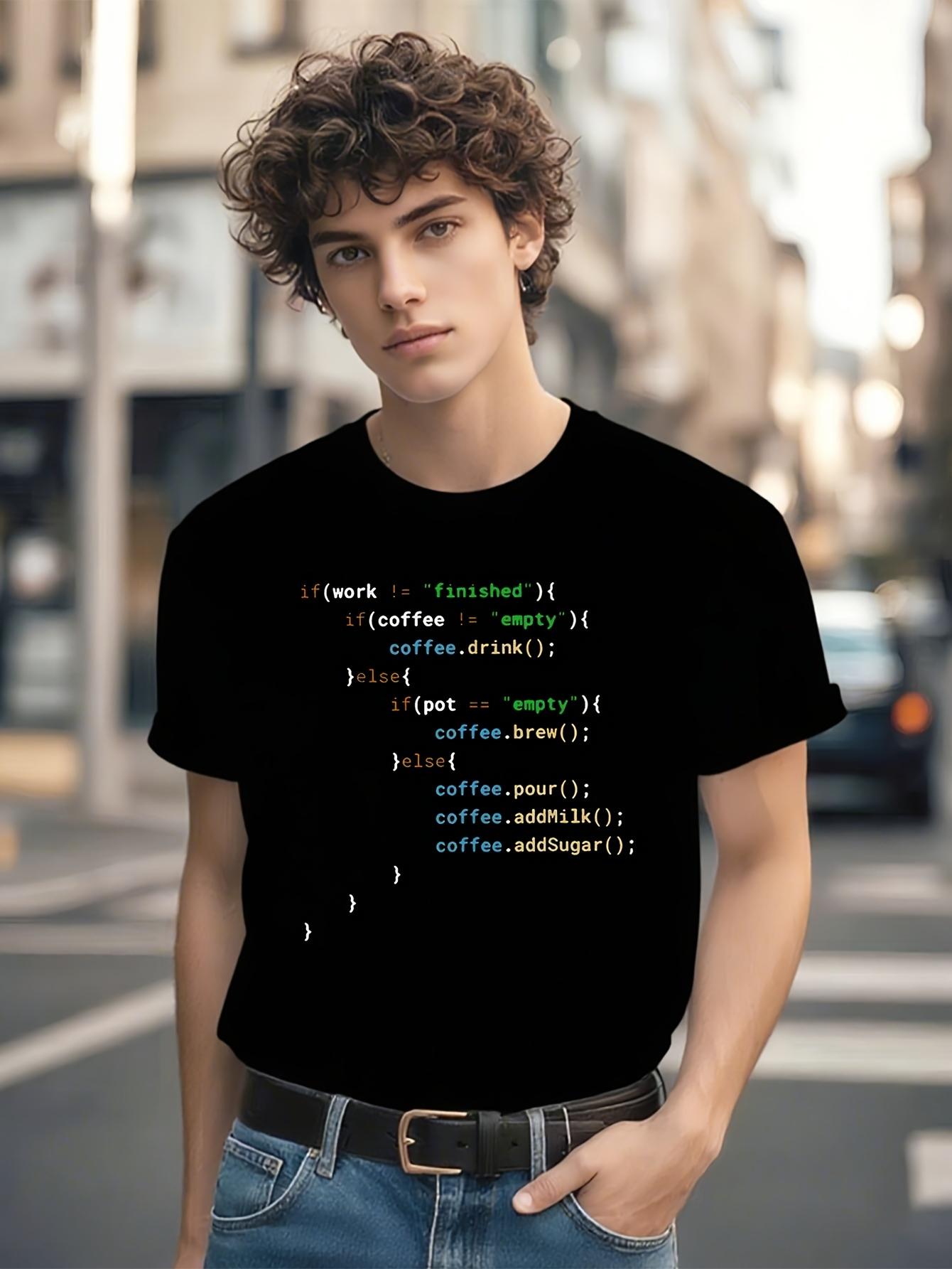 Funny Java Programmer Coffee Graphic Black Cotton T-shirt XL