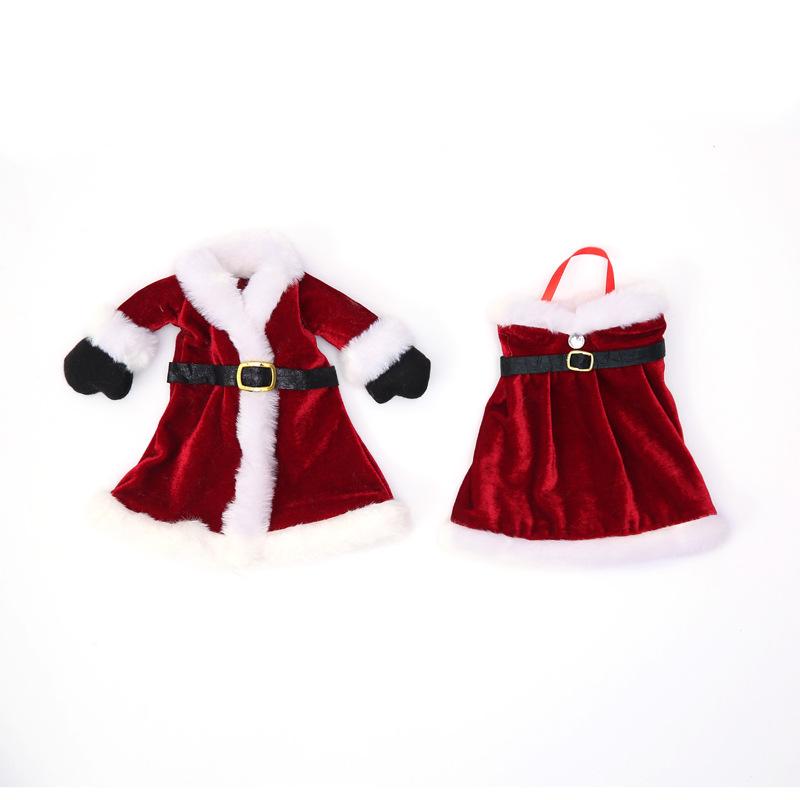 2025Christmas Wine Bottle Cover Set Golden Velvet Dress Clothes Cap Wine Bottle Bag Sleeve Xmas New Year Dinner Table Decoration