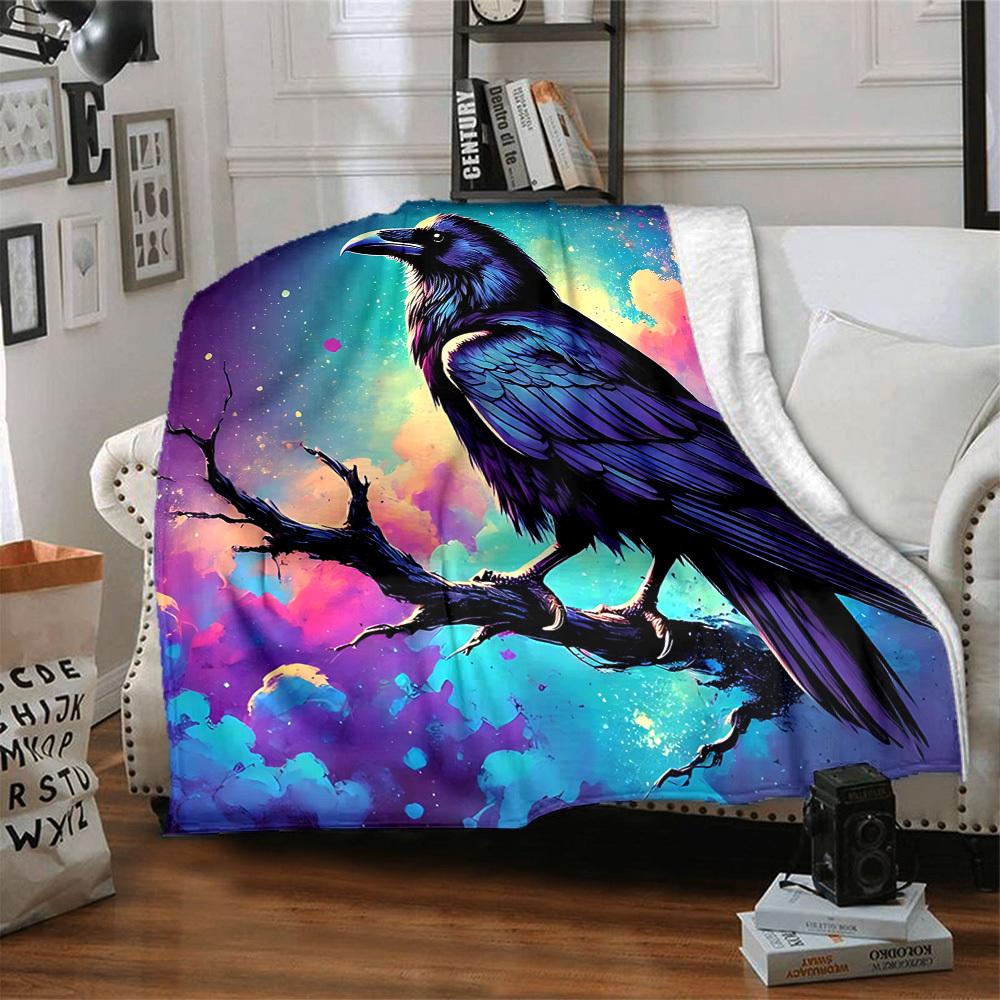 1pc Crows, Fantasy Lightweight Flannel Blanket, Comfortable and Warm Blanket, for Office and Camping Sofa Bed, Livingroom198