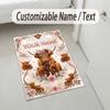 Cow Highland Theme Crystal Velvet Rug Personalized Custom Name Text Soft Floor Mat Home Decor